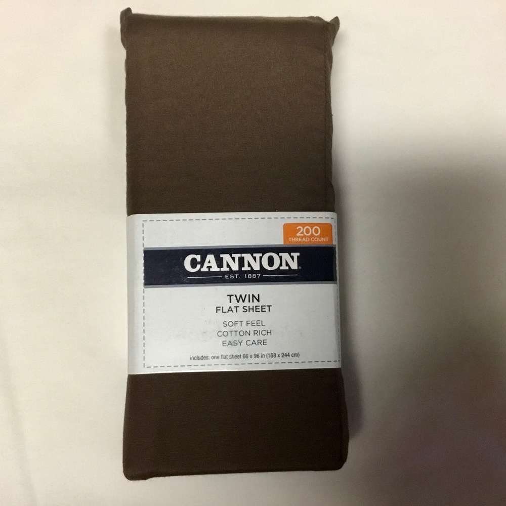 NEW-Twin Flat Sheet by Cannon-Cocoa Brown